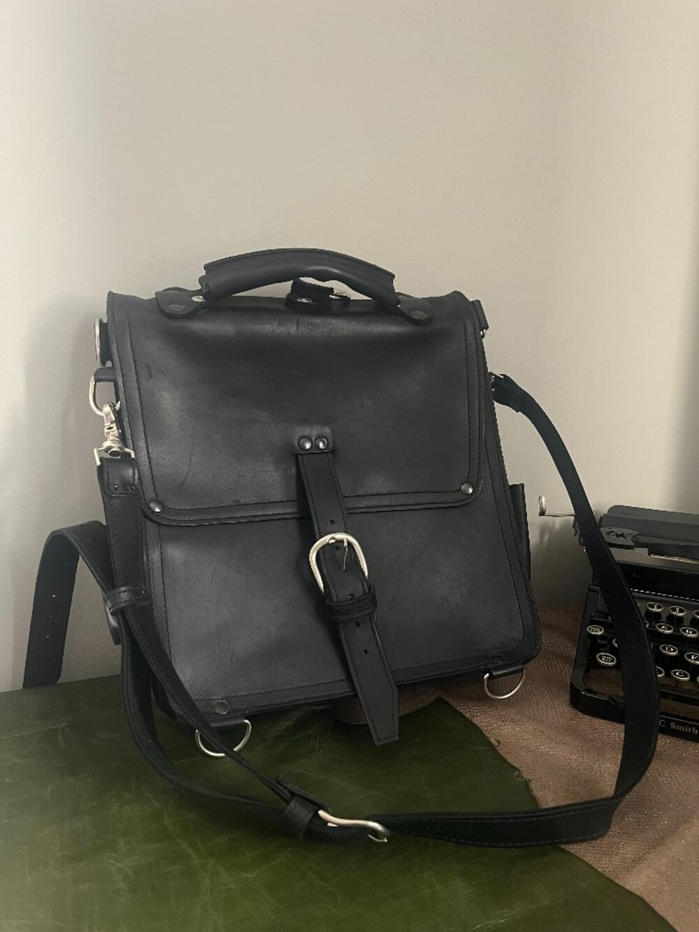 Saddlebags Leather Vintage Black Genuine Leather Bag - Discontinued Style